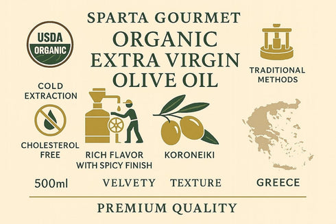 ELIOVI 500ml, Sparta Gourmet Organic Extra Virgin Olive Oil, Premium Greek Cold-Extracted, Liquid