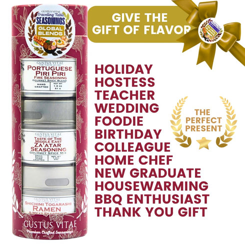 Packaged Set 3 Global Blends: The Traveling Table Seasonings | Gift of Spice Blends | All Natural, Non GMO | Gourmet