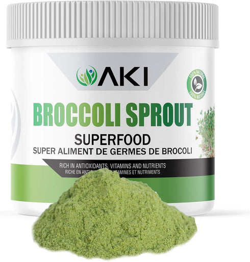 AKI Broccoli Sprout Powder - Ideal in Vitamins & Sulforaphane - Superfood