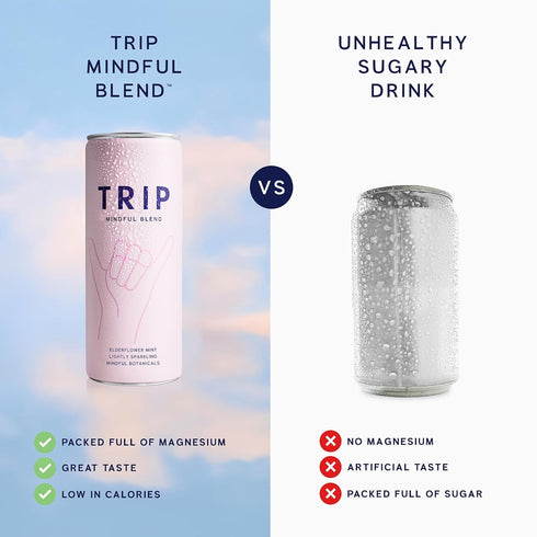 Pack, 12 Oz, 12Pk TRIP Lightly Sparkling Adaptogen Seltzer, Non-Alcoholic Mocktail with Magnesium, Ashwagandha, Lions