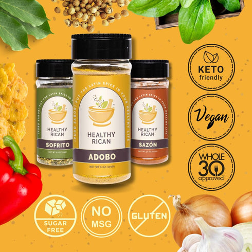 30 Healthy Rican Adobo Sazon Sofrito Seasoning and Herbs Mix Dry Non GMO No Preservatives MSG Artificial Coloring