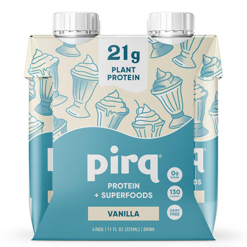 Pirq Plant-Based Protein Shakes | Vanilla 11 Fl Oz (Pack of 4)