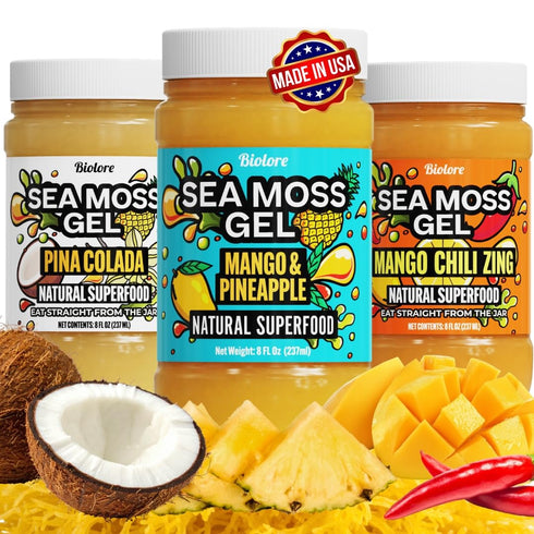 Biolore Sea Moss Gel Set of 3 Total 24oz Flavored Superfood with