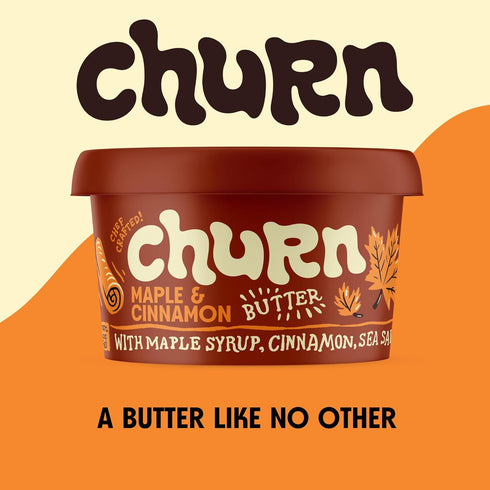 Churn (5.5oz, Pack 3) Maple & Cinnamon Butter, Flavored Butter ed with Organic Grass Fed Butter of - Non-GMO