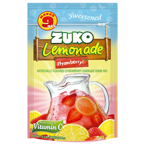 Pack, 14.1 oz (Pack 6) Zuko Strawberry Lemonade Powdered Drink Mix Family No Added Sugar Needed