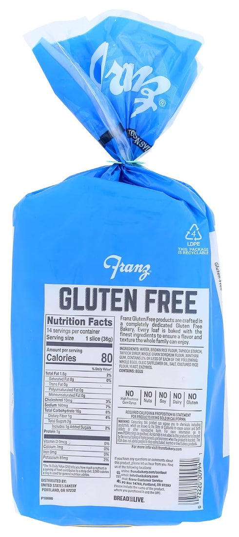 Franz Bakery 18 OZ Gluten Free Mountain White