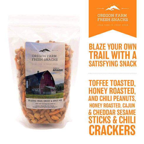 (16oz) Oregon Farm Fresh Snacks Blazing Trail Sweet & Spicy Mix - Assortment of Tasty Nuts and Crunchy Crackers