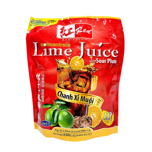 (RED) 19.4oz 2 Malaysia Concentrate Beverage Lime Juice With Sour Plum Chanh X Mui - Total of bags