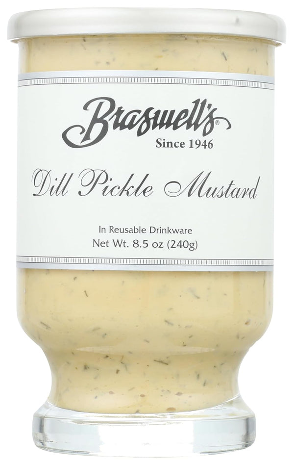 Braswells Dill Pickle Mustard 8.5 ounce jar