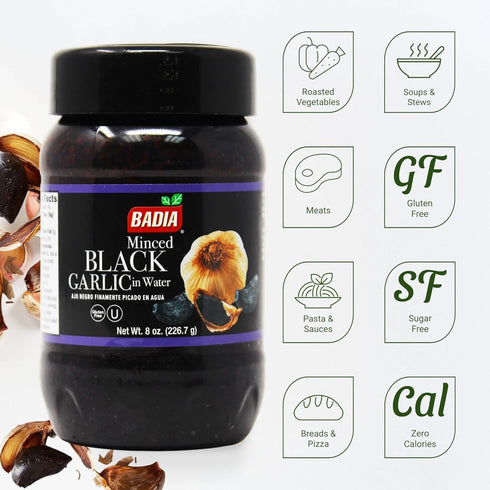 8 oz Badia Minced Black Garlic Sweet & Savory Flavor