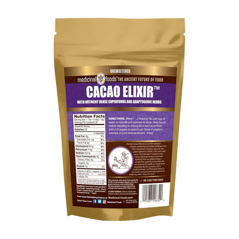170g Medicinal Foods Original Organic Cacao Elixir | Mood Enhancing Raw Cocoa Powder Nutrition | Superfood Chocolate