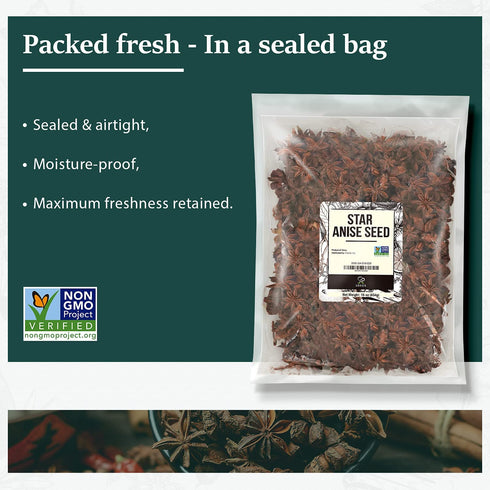 2 lb, Soeos Star Anise Seeds Whole Chinese Star Anise Seeds, Star Anise Seeds, Dried Anise Star Spice, Non-GMO