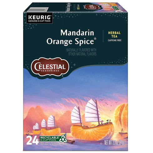 Celestial Seasonings 24/Box (14735) Mandarin Orange Spice Herbal Tea, Keurig K-Cup Pods
