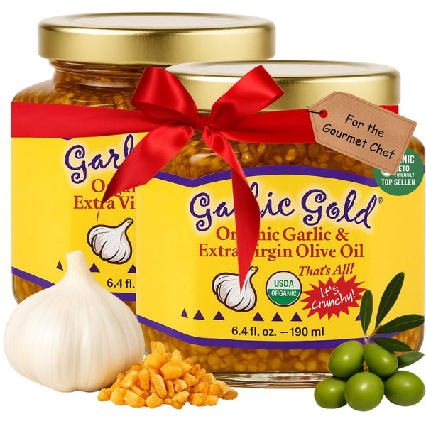 Garlic Gold Toasted Granules in Extra Virgin Olive Oil, USDA Organic Certified
