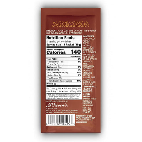 1.25 Packets McSteven's - Mexicocoa Hot Chocolate - Five Ounce
