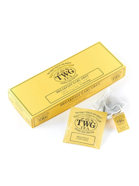 15 Set TWG Tea | Breakfast Earl Grey | Black Tea | Bergarmot | Hand Sewn Cotton Teabags | Gift