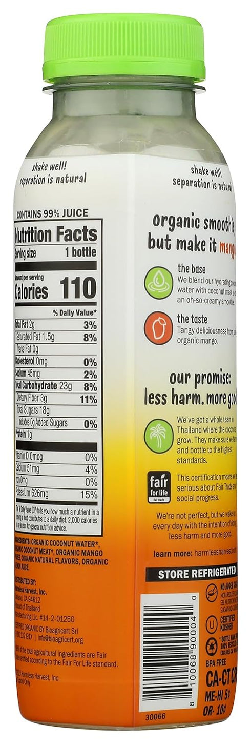 Harmless 10 Oz Harvest, Organic Mango Coconut Smoothie, Fl Bottle