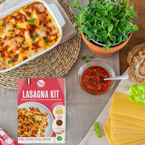 18.3 oz (520g), 2/4 Lasagna kit - Lasagna with Vegetarian rag, Includes: Lasagna Sheet, Vegetarian Bolognese Sauce