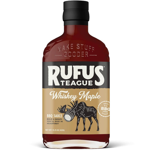 Rufus Teague Whiskey Maple BBQ Sauce, Premium Barbecue Sauces with Natural Ingredients,