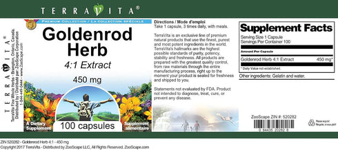 Terravita 4:1-450 (100 520282) Goldenrod Herb mg Capsules, ZIN: