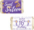 Sweet 16 Birthday Party Mini Chocolate Candy Bar Wrappers - Purple and Gold - 42 Stickers for Sweet Sixteen Favors