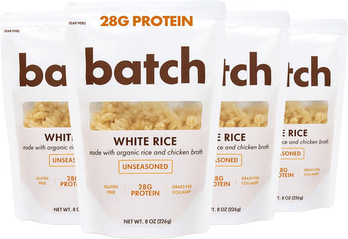 Batch Organic Protein Rice with Collagen 28g Protein per Bag, Ready in