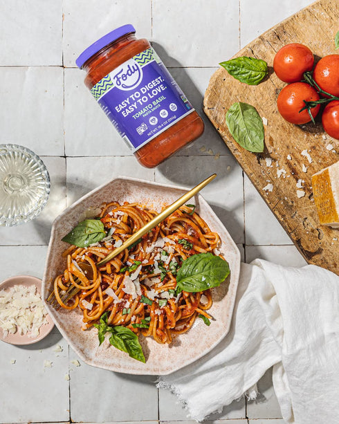 Fody Foods Tomato Basil Pasta Sauce, 19.4 Ounces, Low Fodmap Certified, Gut Friendly, Non-GMO, Pack of 1