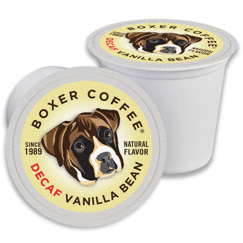 Boxer Coffee Swiss Water Process Decaf Vanilla Single Serve Pods, 48ct Naturally