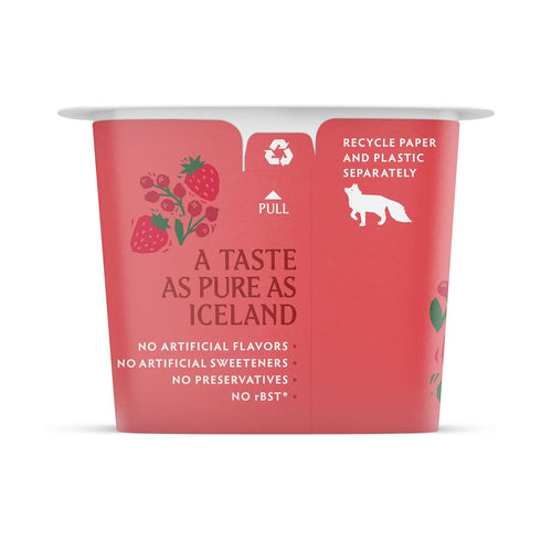 5.3oz 15g Icelandic Provisions Strawberry Lingonberry Skyr Yogurt | Protein, Thick & Creamy