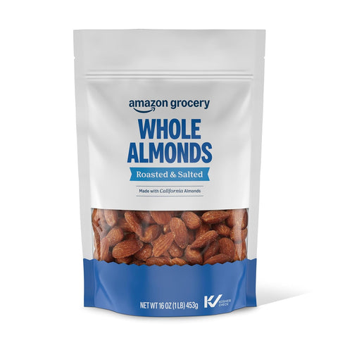 Amazon Grocery, Whole Almonds, Roasted & Salted, 16 Oz (Previously Happy Belly,