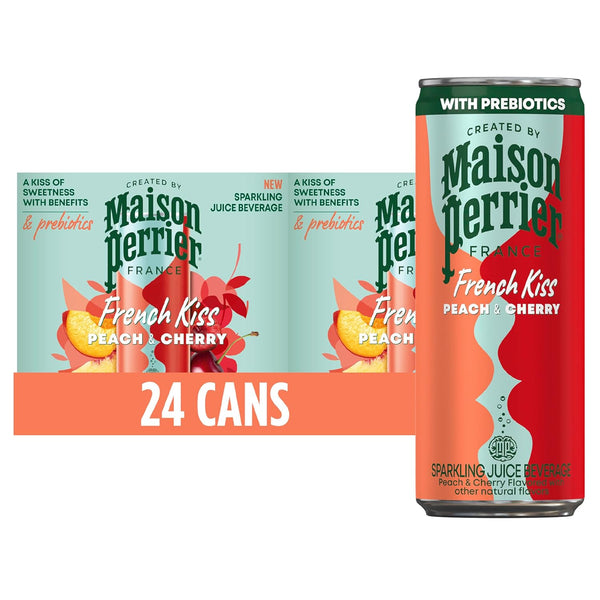 Maison Perrier French Kiss Sweetened Sparkling Juice Beverage, Peach & Cherry Flavors