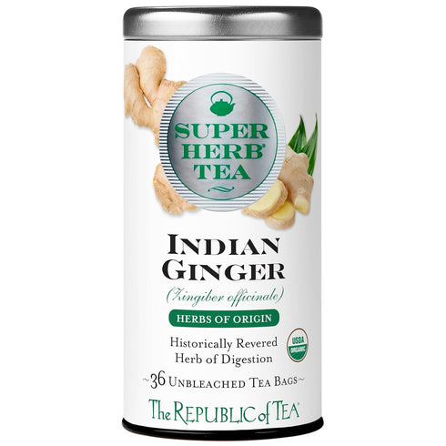 The Republic of Tea Organic Indian Ginger SuperHerb Tea Tin, 36 Herbal