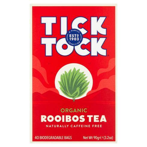 40 Count TICK TOCK TEAS Organic Rooibos Tea Bags, Organic Original Rooibos Tea
