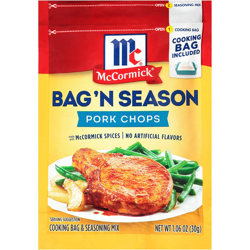 McCormick Bag 'n Season Pork Chops Seasoning Mix, 1.06 oz (Pack of