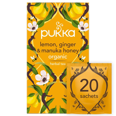 Pukka Herbs Organic Lemon, Ginger & Manuka Honey Tea, Immune Boosting Infusion, 80 Total Tea Bags (20ct - Pack of 4)