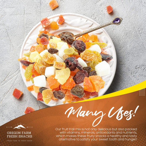 (24oz) Oregon Farm Fresh Snacks Dried Fruit Mix Snack Mix With Dried Cranberries, Coconut, Mango & Raisins - Healthy