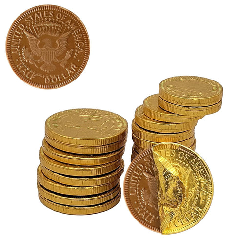 (2 Fruidles Gold Half-Dollar Milk Chocolate Coins Gelt, Made with Premium Belgian Chocolate, Kosher Certified Dairy