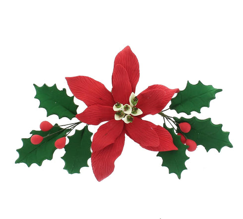 Global Sugar Art Small Poinsettia Christmas Kit Sugar Cake Flowers & Holly