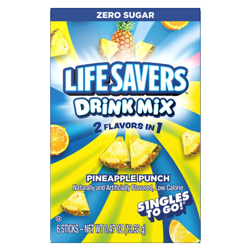 Pack 6-6 36 2 1 Life Savers Pineapple Punch Drink Mix - of Sticks Per Box - Total Servings - Flavors in - Powdered