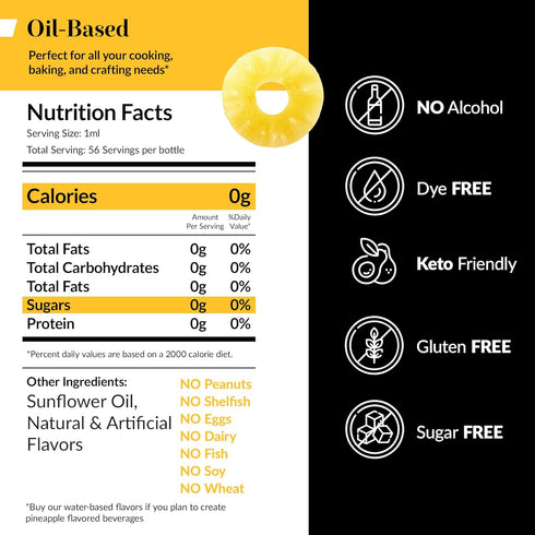 Dolce Foglia Pineapple Extract - 2 Ounce Oil-Soluble Multipurpose Flavoring Ideal for Candy Making, Baking, Lip Balm, and Ice Cream - Pineapple Concentrate Perfect for Weight Management
