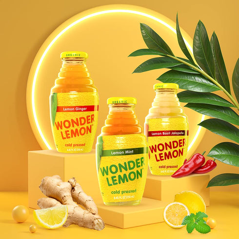 Pack, 8.45oz, 6 Pack Wonder Lemon Organic Lemon Cold Pressed Juice, Variety