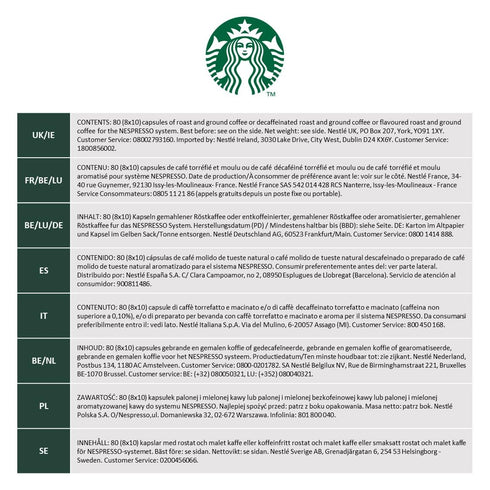 80 Count Starbucks Espresso Blonde Roast Nespresso Compatible Pods for Nespresso Original Line System Only