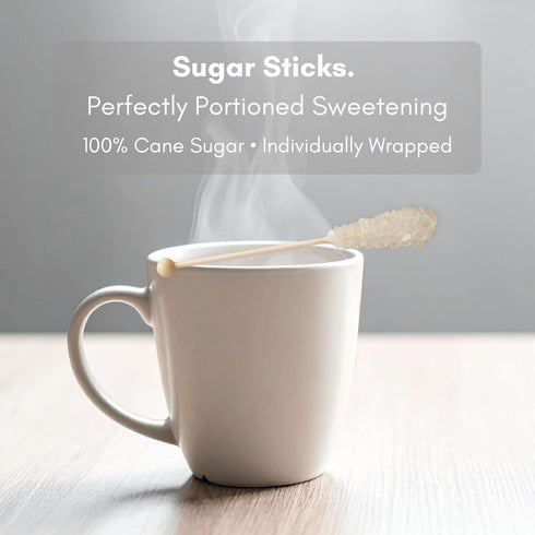 (50 Count) Civilized Coffee Premium Sugar Sticks Rock Candy Swizzle Stirrers for Coffee, Tea & Cocktails, Individually