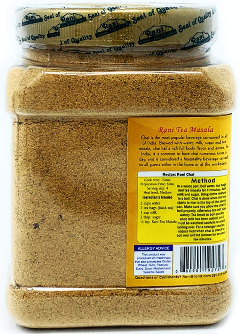 Rani Tea (Chai) Masala Indian Spice Blend 16oz (1lb) Bulk PET Jar - All Natural, Vegan, Gluten Friendly, NON-GMO