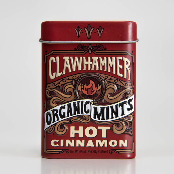 Clawhammer Organic Mints, USDA Certified Organic, Hot Cinnamon, 30 Count Tin