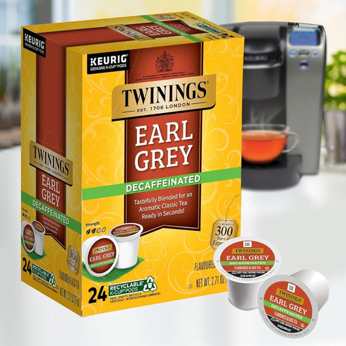 24 Count (Pack 2) Twinings Decaf Earl Grey K-Cup Pods for Keurig, Decaffeinated Black Tea Flavoured with Citrus