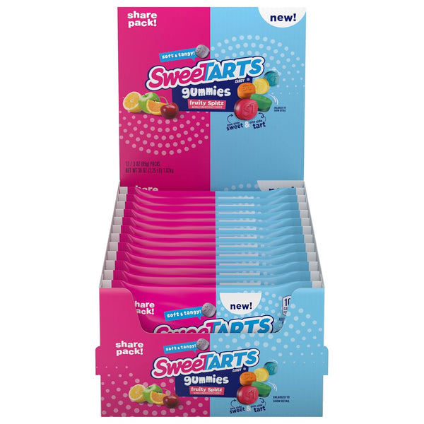 SweeTARTS Gummies Fruity Splitz, Candy, Sweet and Tart, Share Pack, 3 oz,