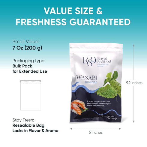 200g (7 oz) RSD Premium Wasabi Powder Real Japanese Horseradish Root Powder for Sushi, Sashimi & Dipping - Hot Wasabi