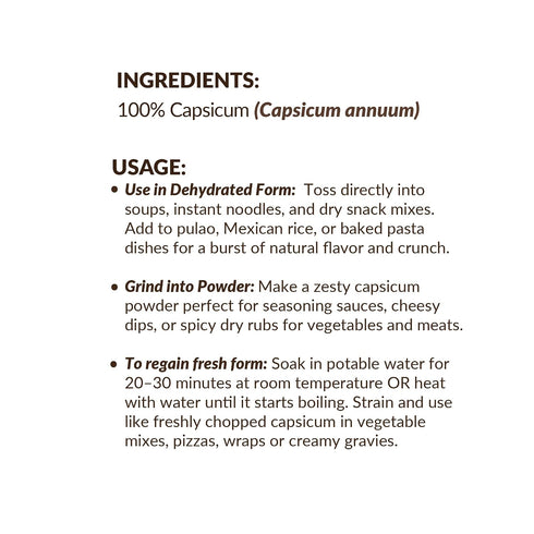 45g (1.5oz, Pack 1), SHROOTS Dehydrated Green Bell Pepper Flakes (Capsicum) Air Dried Dehydrated Vegetable, of Gluten