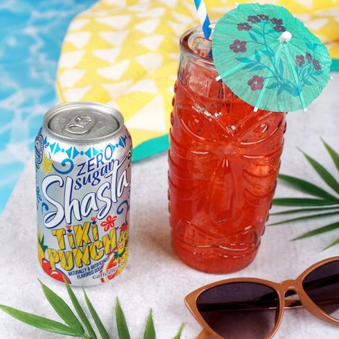 12-Pack 12oz Shasta Zero Sugar Tiki Punch | of Cans | Tropical Punch Flavor | Sugar-Free & Sweet | Caffeine-Free